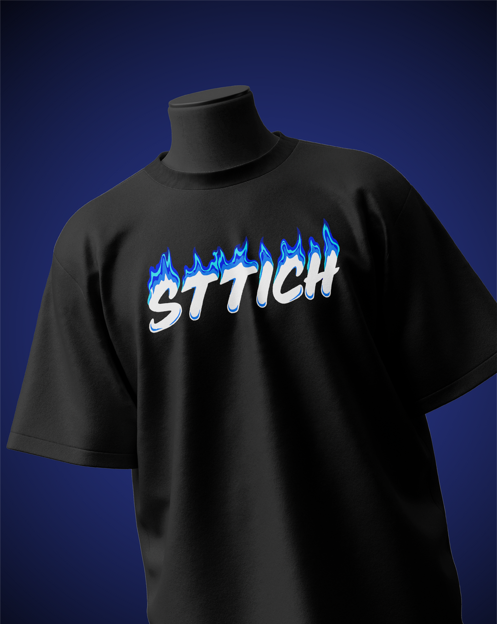Blue Fire Black T-Shirt