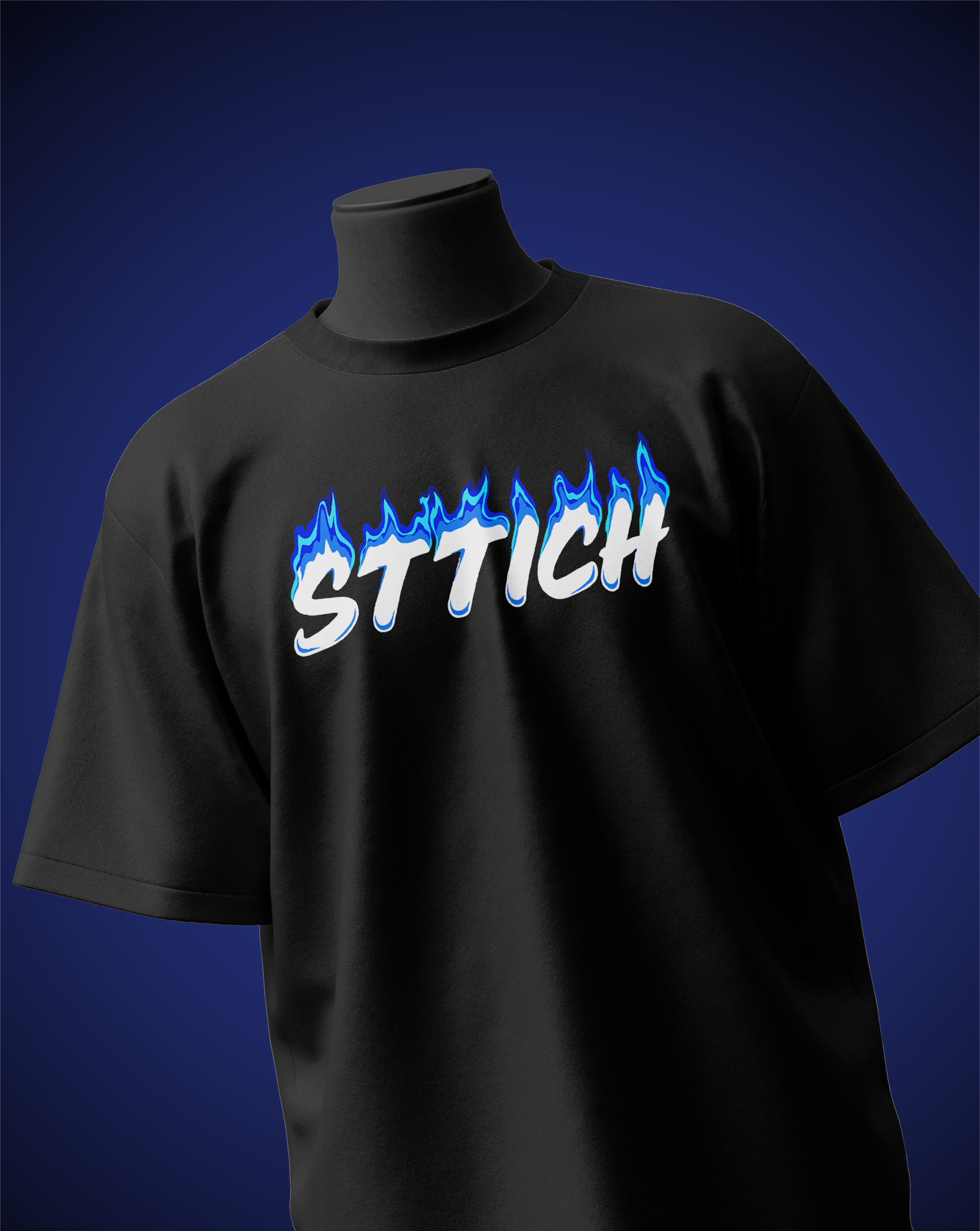 Blue Fire Black T-Shirt
