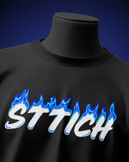 Blue Fire Black T-Shirt
