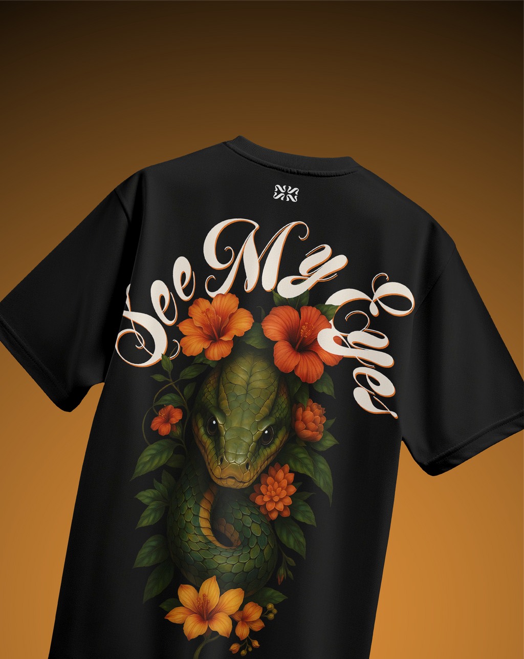 Green Snake Black T-Shirt