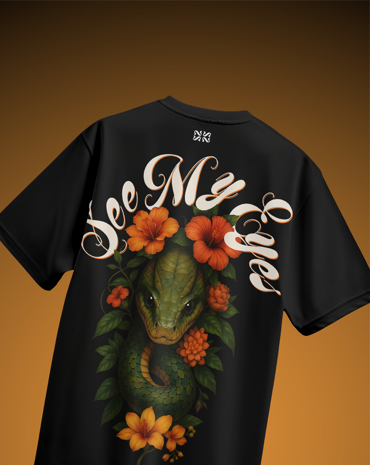 Green Snake Black T-Shirt