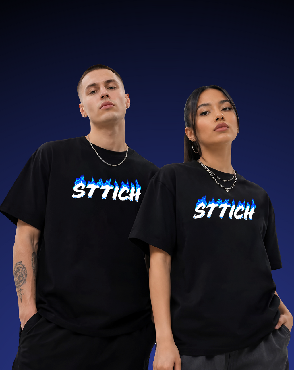 Blue Fire Black T-Shirt